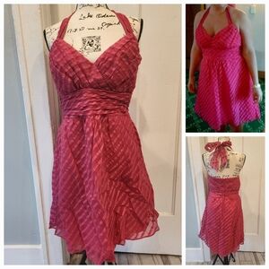 fushia pink halter A line midi dress size 16
